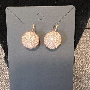Swarovski Crystal ‘Fun’ Pink Crystal Circle Drop Earrings in Rose Gold Plate